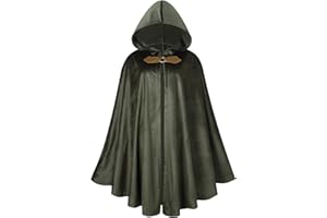 GRAJTCIN Renaissance Hooded Cape Velvet Cloak Victorian Capelet Medieval Hobbit Halloween Costume
