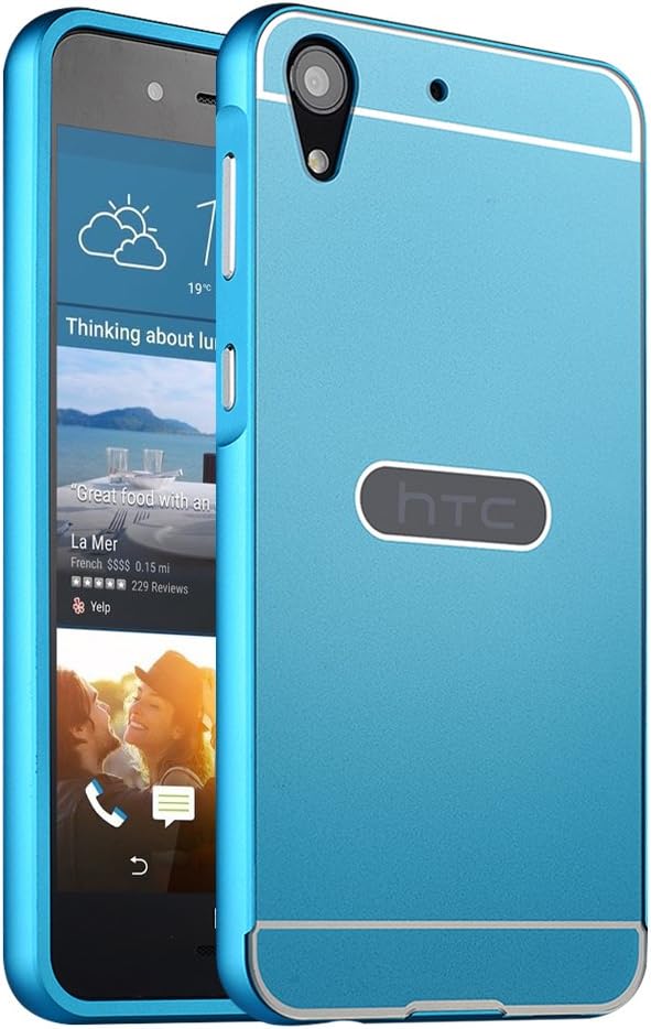 For HTC Desire 728 Case, Casefashion Lightweight 2in1 Practical Case Metal Bumper Frame Hard PC Back Elegant Protective Cover For HTC Desire 728 - Blue