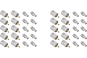 Koussive 20 Pack UHF/PL-259 Solder Connector Plug with Reducer for RG8X, RG8, RG59, LMR-400, RG-213 Coaxial Coax Cable