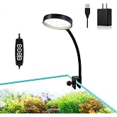 Carefree Fish Aquarium Clip On Plant Light 7W for 1~5Gal Frameless Tank | USB,Timer,5730 RBW LED,CRI 85,6000K Color Temp,Promotes Aquatic Plant Photosynthesis &amp; Root Growth ,Includes Power Adapter