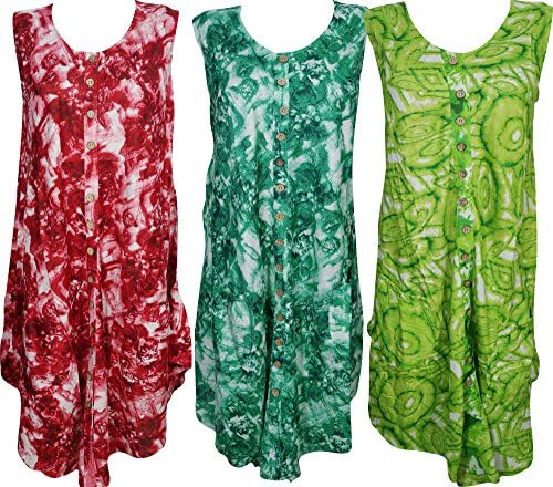 3 Womens Tank Dress Sundress Button Front Summer Beach Cover Up Swing Resort Dresses XL