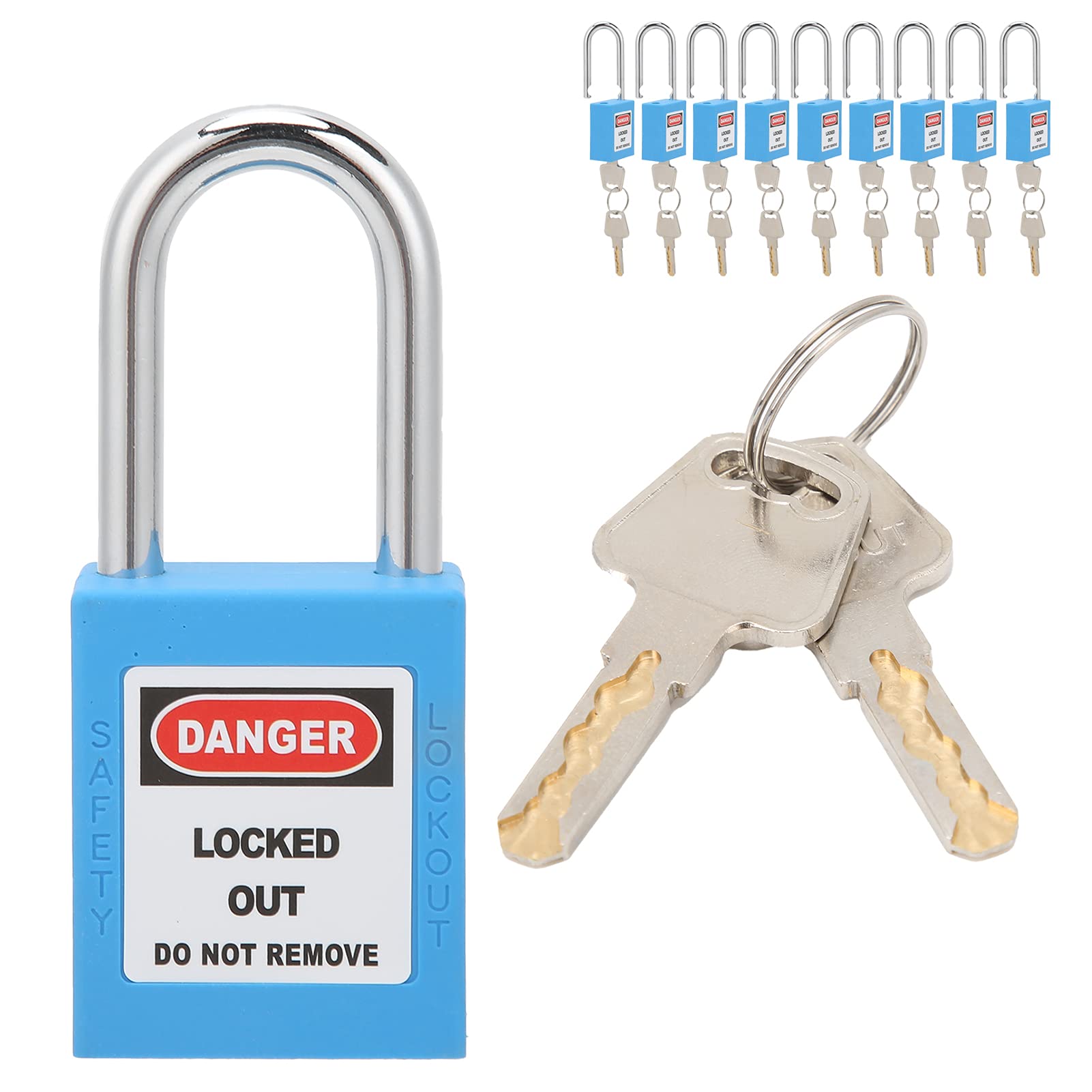 Sonew 10 Safety Lockout Padlock Kit, with 20 Keys, Engineered Security Padlock for Lock Out Tag Out Stations and Devices(Blue)