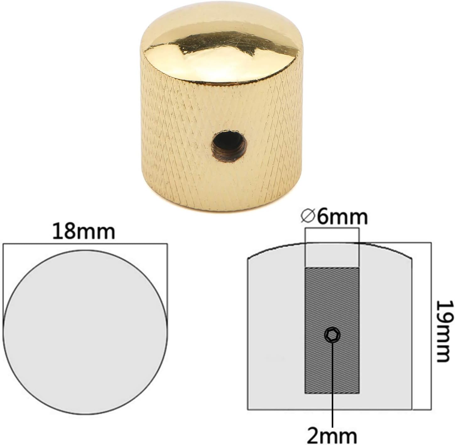 Unxuey 3 PCS Gold Metal Dome Volume Tone Control Knobs Knurled Shaft Pots Knobs with Keys Screws Set for Electric Guitar or Bass,Durable Easy Installation Wide Compatibility - Image 4