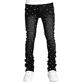 Men's Slim Fit Skinny Stacked Rhinestone Jeans Stretch Fit Stylish Streetwear Causal Y2K Denim Pants