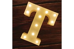 MUMUXI Marquee Light Up Letters | Large Light Up Numbers | Battery Powered and Bright with Every Letter of The Alphabet | for Wedding, Birthday, Party, Celebration, Christmas or Home Decoration (T)