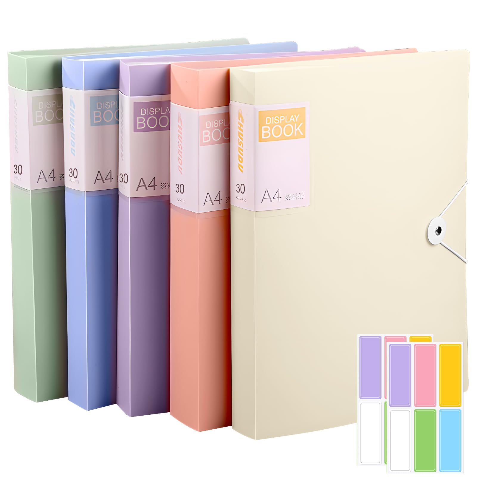 A4 Display Folder with Plastic Sleeves 5 PCS Total 150Pockets with Stickers A4 Display Book Document ClearFolder Project Presentation FoldersCertificate Folderfor Paperwork Home School & Offices