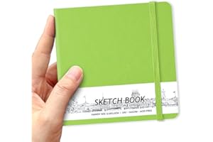 5" x 5" Handy Pocket Hardcover PU Leather Sketchbook,58 Sheets 150 GSM Beige Dowling Paper, Acid Free Art Sketch Book Artisti