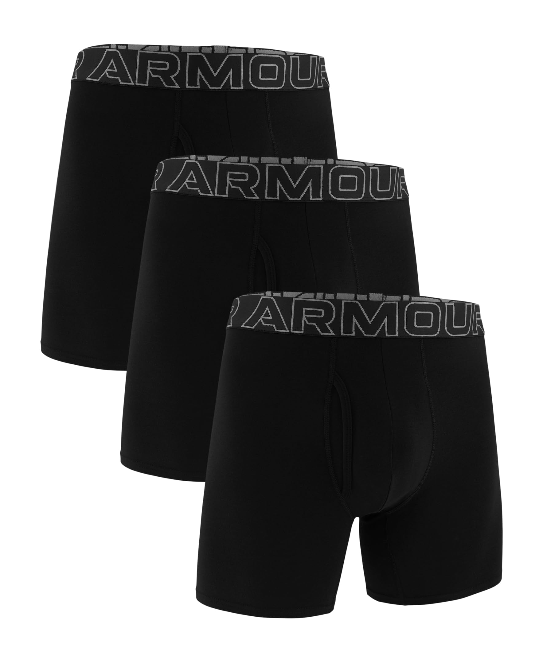 Under Armour Performance Cotton Boxer - Solid 6in 3-Pack, Black Solid - Core, 2XL Image