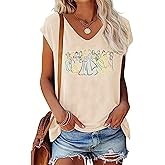 VKEGNIO Magical Tank Tops for Women Cute Graphic Printed V-Neck Tee Casual Summer Family Vacation Sleeveless Shirt Tops