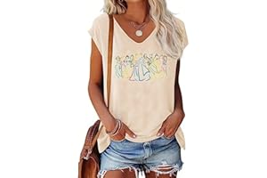VKEGNIO Magical Tank Tops for Women Cute Graphic Printed V-Neck Tee Casual Summer Family Vacation Sleeveless Shirt Tops