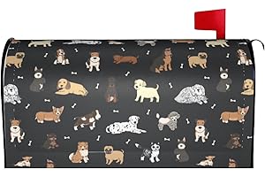 Gbuzozie Cute Dogs Animals Mailbox Cover Magnetic Waterproof Mail Wraps Post Letter Box Covers for Outdoor Garden Use 21x18 in