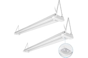 LEONLITE Motion Sensor 4FT LED Utility Shop Light, 40W Plug in Linkable Light Fixtures, for Garage, Workshop, 4000lm, 5000K Daylight, Suspension & Flush Mount, FCC, ETL Certified, Pack of 2