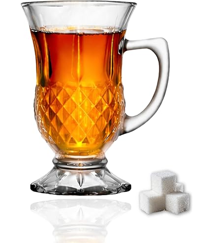 Amazon.com | Czech Crystal Glass Coffee Tea set of 6 cups, Clear