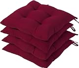 HAMO Dining Chair Seat Pads 4x 38x38 cm Tufted Red Set