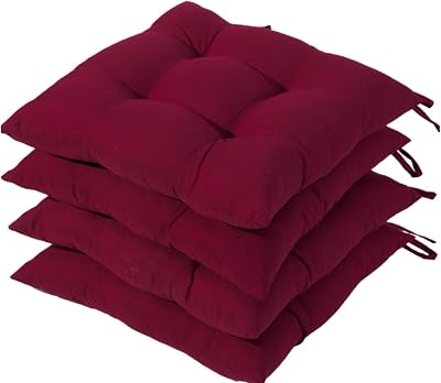 HAMO Dining Chair Seat Pads 4x 38x38 cm Tufted Red Set