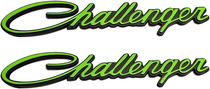 2PCS Replacement Challenger Nameplate Emblems, 3D Badges Decal embelms for Dodge Chrysler Mopar Challenger (Green)