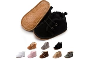 Zoolar Baby Unisex Warm Snow Boots Newborn Leather Fur Lace Up Ankle Anti-Slip Rubber Texture Sole Toddler Prewalker Winter Crib Shoes