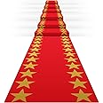 Woanger Plastic Red Carpet Runner for Party 30 Micron Thickness Gold Star Aisle Runner Event Rugs for Runway Floor Stage Stair Hallway Movie Theme Birthday Wedding Prom Decor (Classic, 3.3 x 29 Ft)