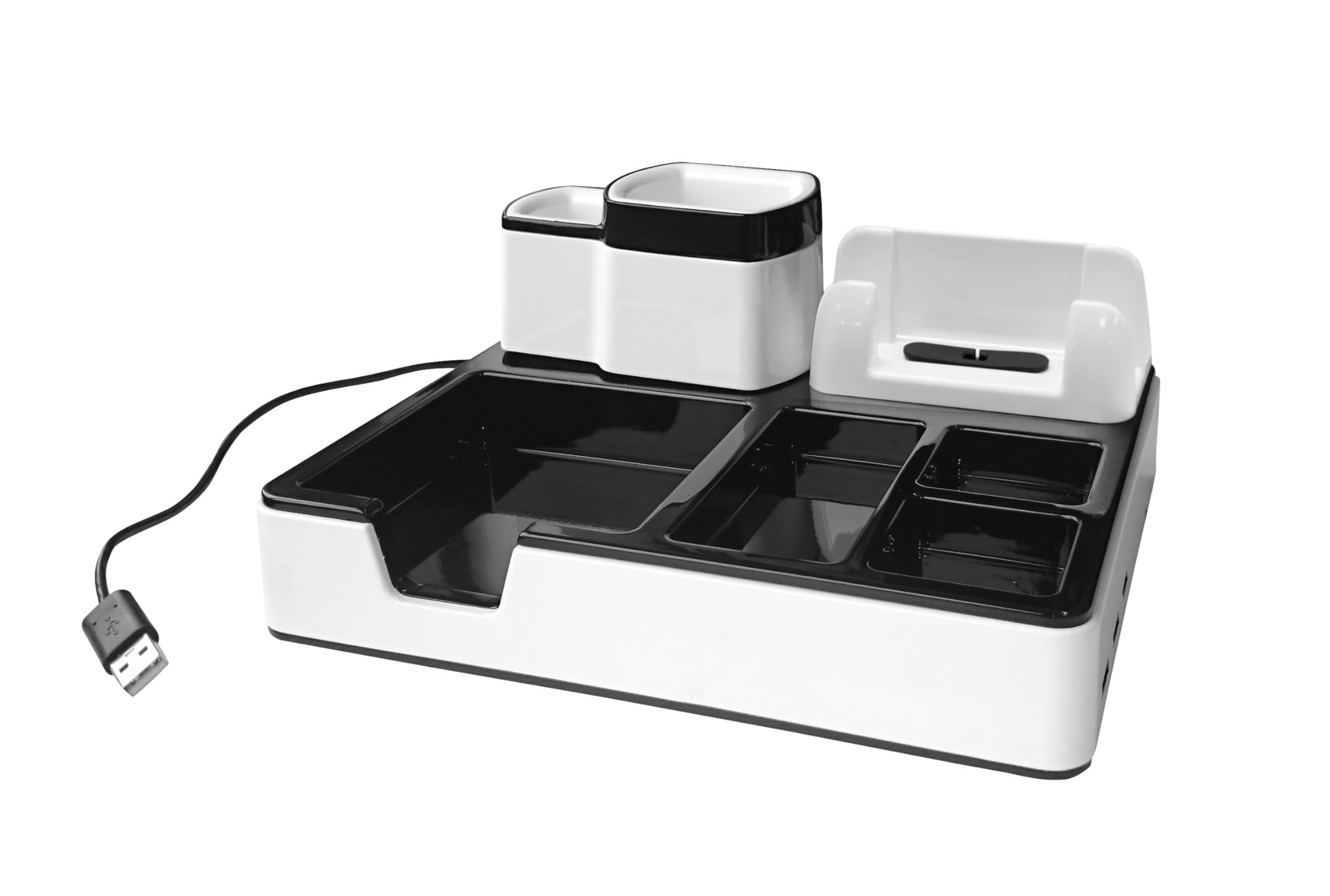 monolith DO 003-17 - Desk Organiser, Desk Organiser with 3 USB Charging Ports, Smartphone Slot, Pen Holder and Storage Compartment, 1 Piece