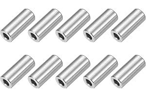 uxcell 10 Pcs Stainless Steel Spacers, 6mm ID x 12mm OD x 25mmL 304 Stainless Steel Bushing Screw Standoff Unthreaded Round S