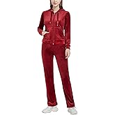 Woolicity Womens Sweatsuits Set Velour Tracksuit 2 Piece Outfits Set Zip Up Hoodies and Pants Sportswear Jogging Set