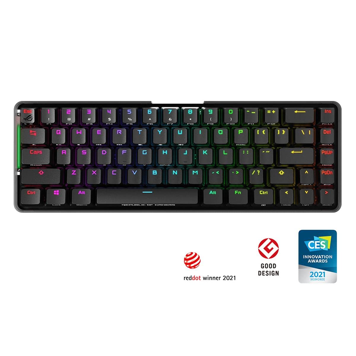 ASUS ROG Falchion Wireless 65% Mechanical Gaming Keyboard | 68 Keys, Aura Sync RGB, Extended Battery Life, Interactive Touch Panel, PBT Keycaps, Cherry MX Red Switches, Keyboard Cover Case