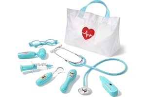 Phobby Kids Doctor Kit, 8 Pieces Kids Doctor Playset with Medical Storage Bag & Real Stethoscope, Pretend Play Doctor Toys for Toddler Boys Girls Aged 3 4 5 6