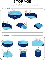 furrybaby Large Dog Paddling Pool Foldable Navy 120x30 cm Non-Slip Drain view 8
