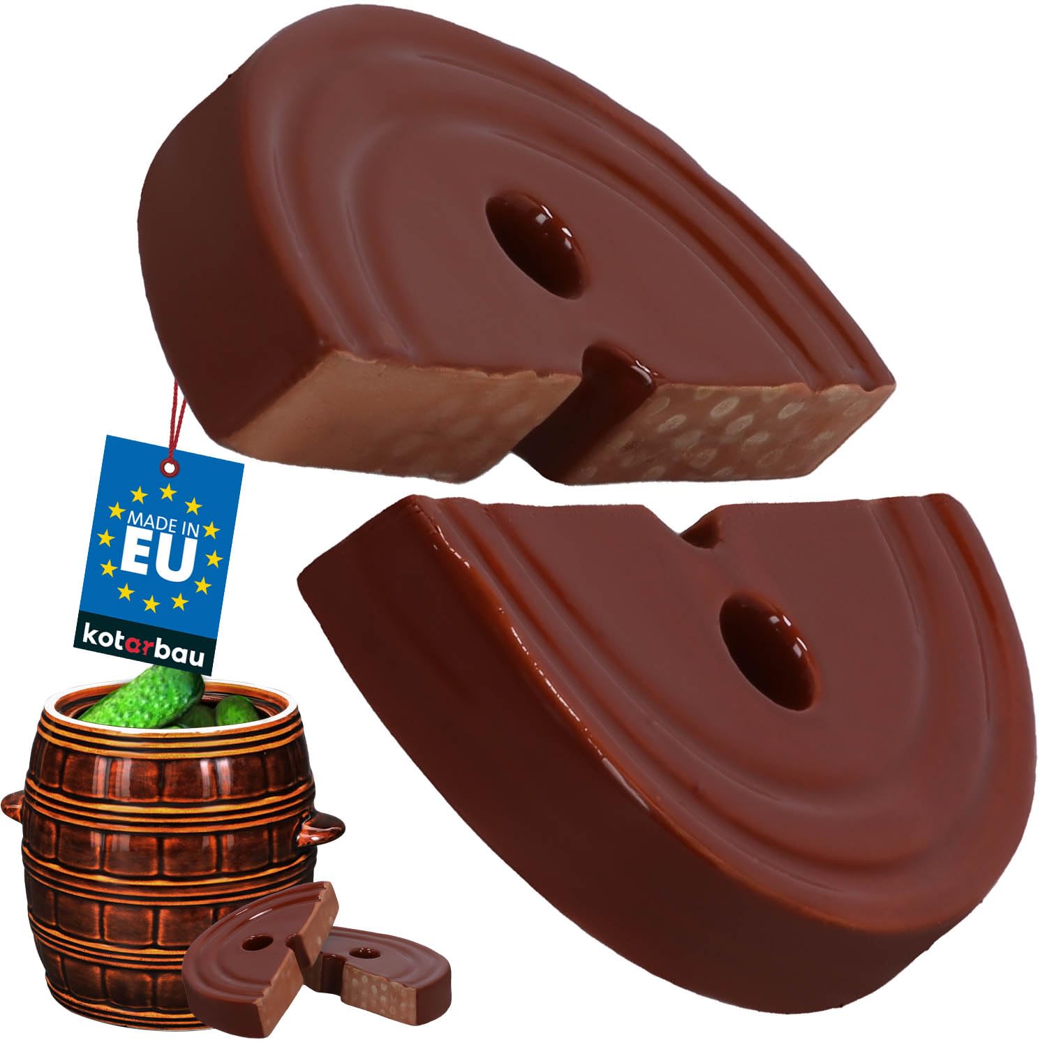 KOTARBAU® Weighted Stone for Stoneware Fermentation Pot Halved Fermentation Weight for Sauerkraut Pot Clay Pot Stoneware 170 mm