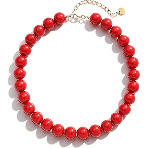 Noihlja Chunky Beaded Necklace for Women 16mm Round Bead Resin Modern Statement Necklace Jewelry Accessories