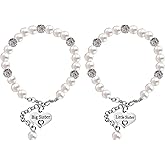 LParkin Big, Little, and Middle Sister Bracelet Set - Pearl Jewelry Gift