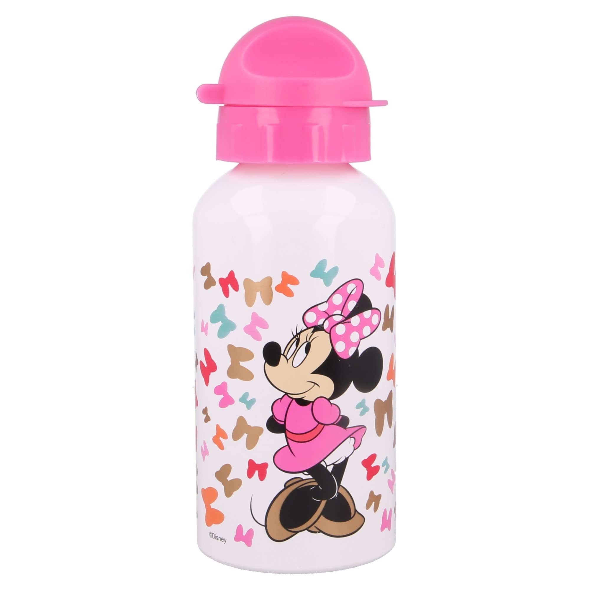 Stor 8412497511396 Aluminium Bottle, 500 ml Capacity, Minnie So Edgy Bows Premium