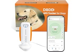 DBDD Dogs GPS Tracker, Pet GPS Location Tracker with Collar, Real Time Location & Escape Alerts & Smart Activity Tracking Device, Waterproof, Tiny & Light(White)
