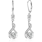 ALEXCRAFT 925 Sterling Silver Dangle Earrings for Women Leverback Cubic Zirconia Hanging Drop Earrings Jewelry for Women