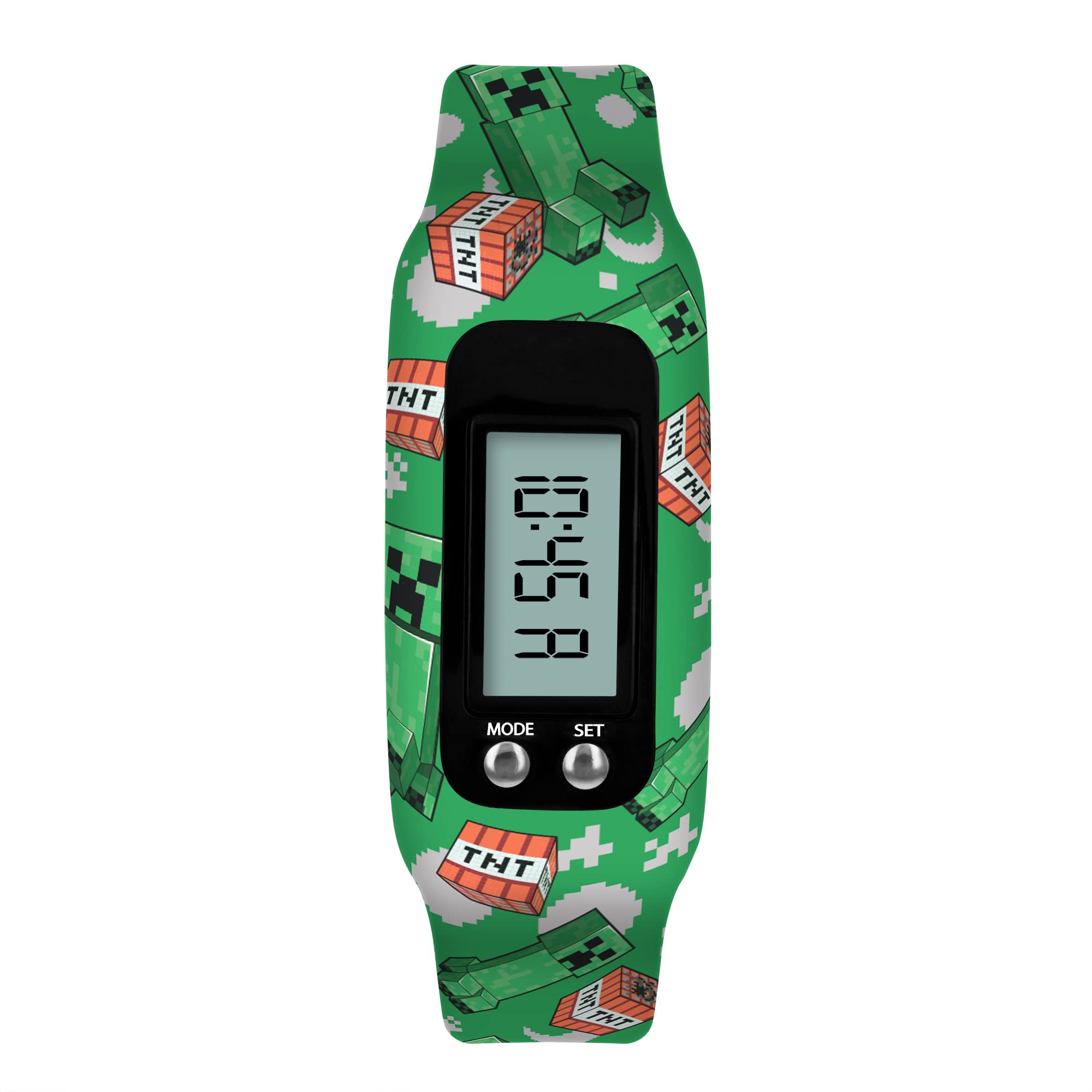 Minecraft Mojang Green LCD Tracker Watch with Printed Silicone Strap MIN4145