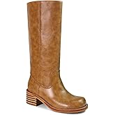 UBWDU Women's Knee High Boots Chunky Block Heel Long Boots Square Toe Low Heel Boots for Women