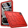 Poetic TurtleSkin Case for iPad Pro 11 Inch 2024 M4 5th Gen, Heavy Duty Shockproof Rugged Kids Friendly Drop Protection Silicone Cover Case, Red
