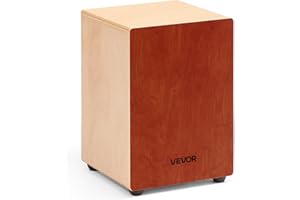 VEVOR Cajon Box Drum, with Internal, Lightweight Wooden Percussion Box, Portable Birch Wood Drum Musical Instrument with Silicone Feet, for Beginners & Professionals, 12 x 12 x 17 in