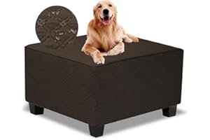 TOPHMDECOR Ottoman Cover Square,Waterproof Square Ottoman Covers Thick Slipcover for Living Room,Washable Storage Footstool Furniture Protector for Dogs,Pets,Chocolate,Medium