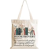 jeilink Cute Aesthetic Canvas Tote Bag Book Lovers Gifts for Women Book Lovers Teacher Reusable for Birthday Christmas