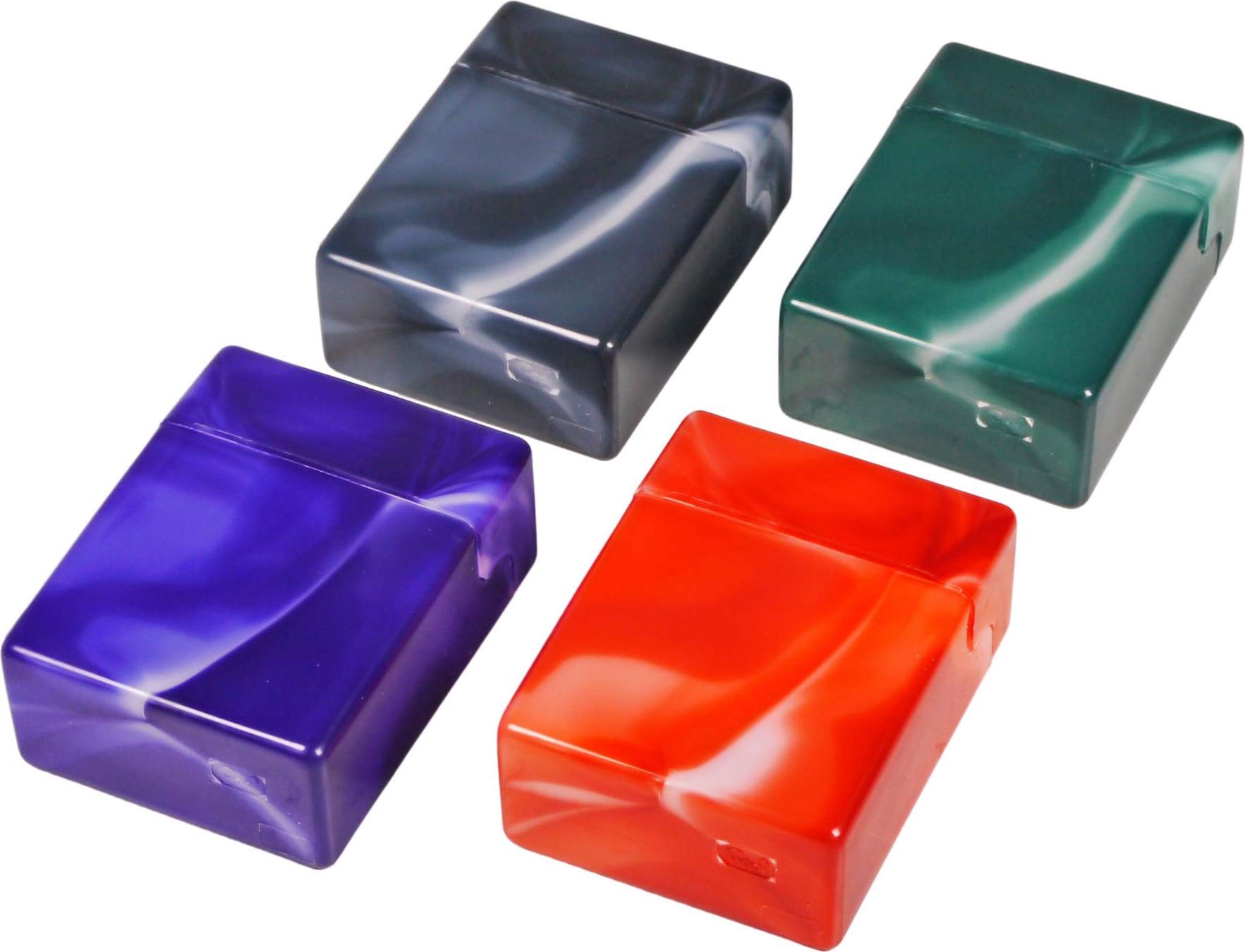 kogu Set of 4 Pop Up XXL Cigarette Boxes, Plastic, Button Closure, for 30 Individual Cigarettes, 6 Marbled Colors