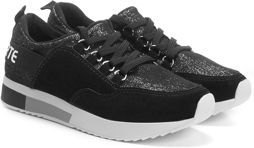 tenis via marte preto com glitter