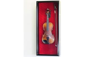 sfDisplay.com,LLC. Violin Display Case Cabinet Wall Rack w/UV Protection- Lockable, Oak