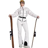 WOWULOVELY Women Snowsuit Slim One Piece Jumpsuit Winter Onesies Ski Suit Outdoor Sports Waterproof Windproof Collar Coat