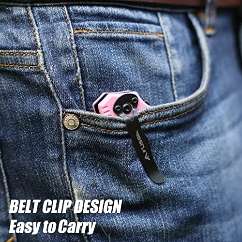 Flissa Mini Folding Pocket Knife, 2.5-Inch Stainless Steel Drop Point Blade, EDC Pocket Knives for Women with Bottle Opener and Glass Breaker (Pink)