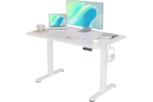 YDN Standing Desk, Electric Adjustable Height 48 Inchs Stand up Desk, Sit Stand Home Office Desk with Splice Board, White Top