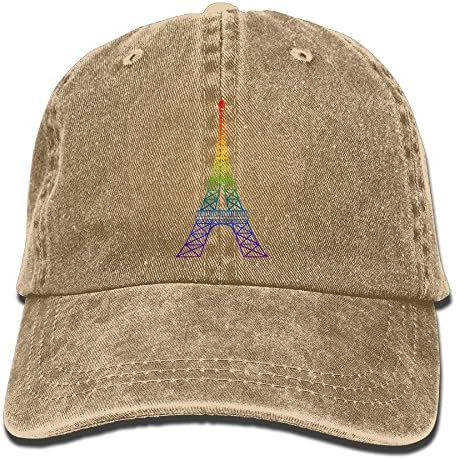 GQOP Rainbow Eiffel Tower Adjustable Baseball Cap Trucker Hats for Men and Women