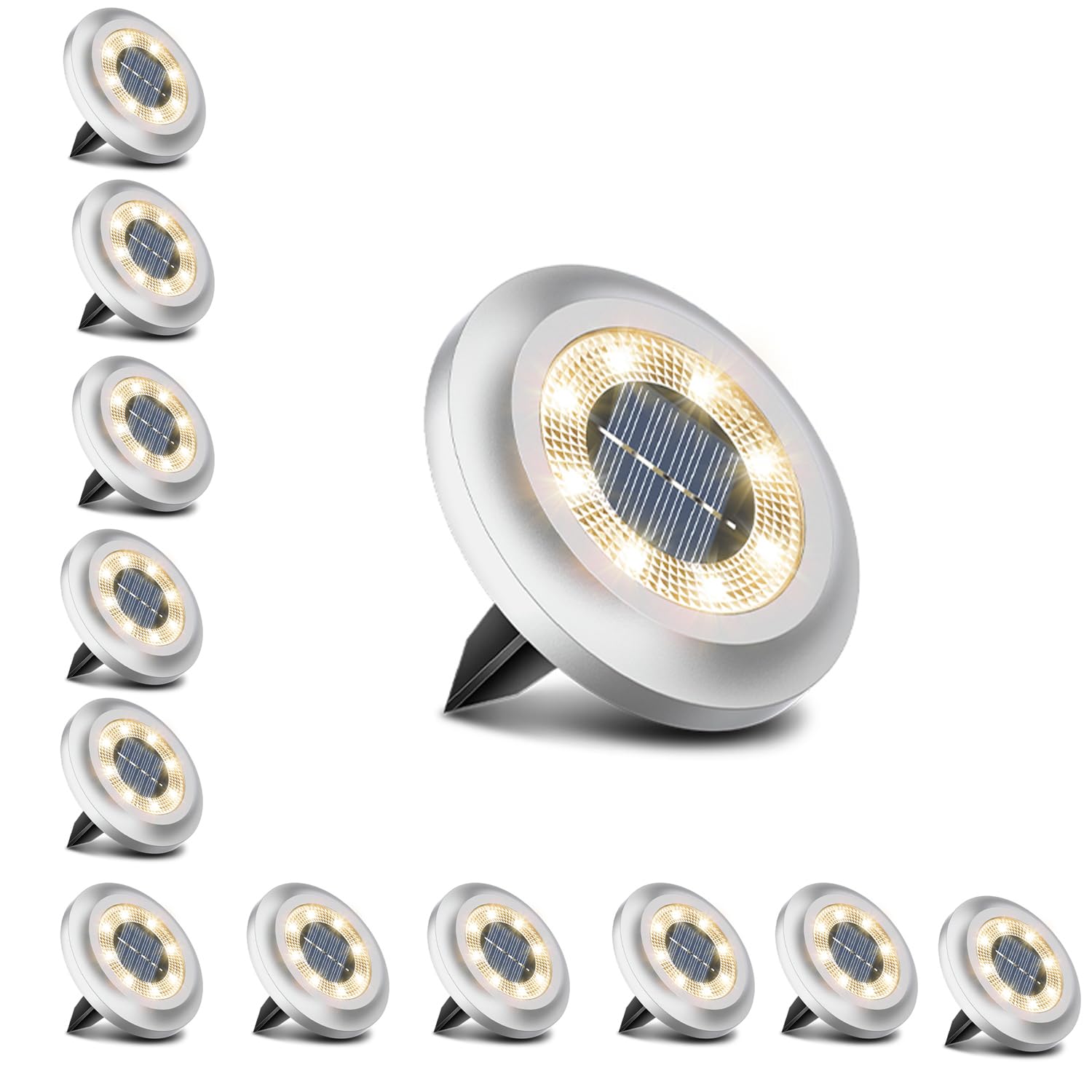Torchtree 2023 Upgraded Solar Outdoor Garden Lights - Garden Decking Pathway Solar Powered Lights (12 Pack, Warm White)