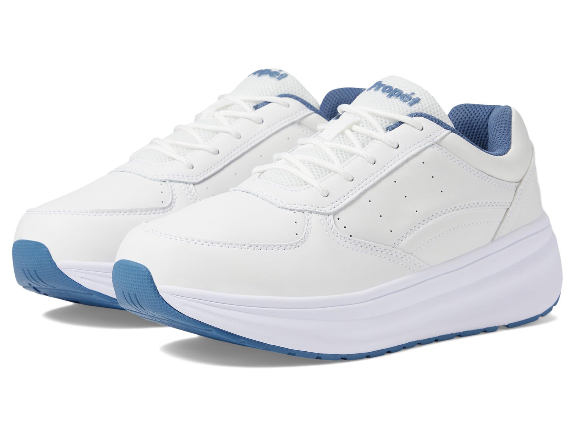 Propét Women’s Ultima Leather Orthotic Athletic Shoes White/Denim 8 XX-Wide US