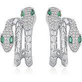 Snake Earrings for Women 14K Gold Plated Flat Back Stud Earrings Cubic Zirconia U-Shaped Piercing Jewelry Gift for Women